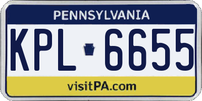 PA license plate KPL6655