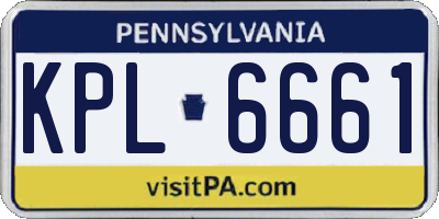 PA license plate KPL6661