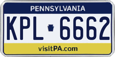 PA license plate KPL6662
