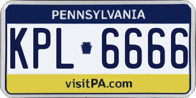 PA license plate KPL6666