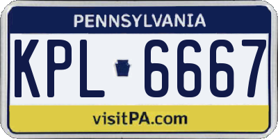 PA license plate KPL6667