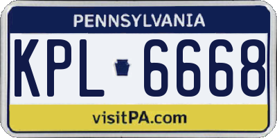 PA license plate KPL6668