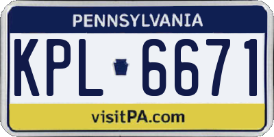 PA license plate KPL6671