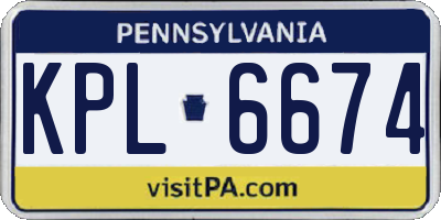 PA license plate KPL6674