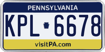 PA license plate KPL6678