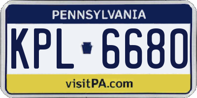 PA license plate KPL6680