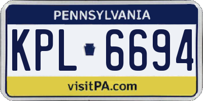 PA license plate KPL6694