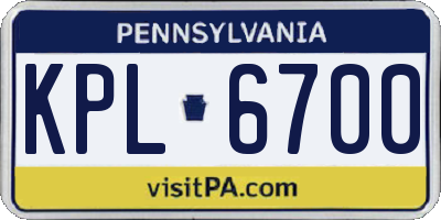 PA license plate KPL6700