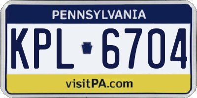 PA license plate KPL6704