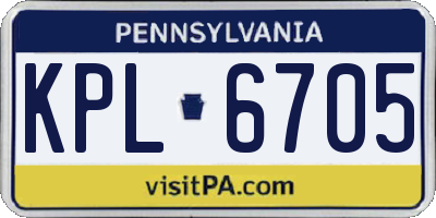 PA license plate KPL6705