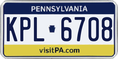 PA license plate KPL6708