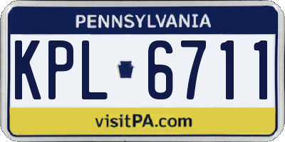 PA license plate KPL6711