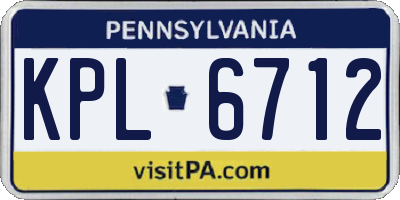 PA license plate KPL6712