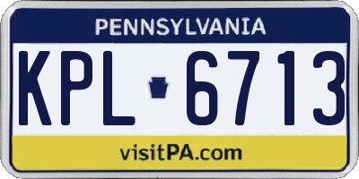 PA license plate KPL6713