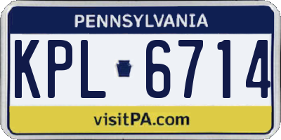 PA license plate KPL6714