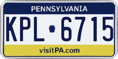 PA license plate KPL6715