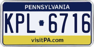 PA license plate KPL6716