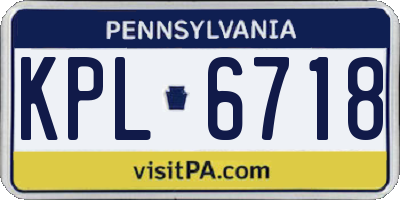 PA license plate KPL6718
