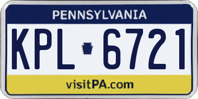 PA license plate KPL6721