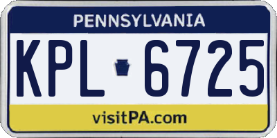 PA license plate KPL6725