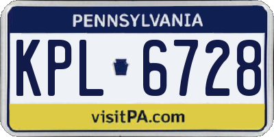 PA license plate KPL6728