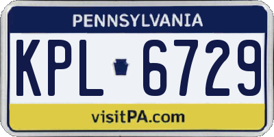 PA license plate KPL6729