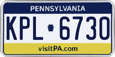 PA license plate KPL6730