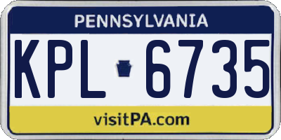 PA license plate KPL6735