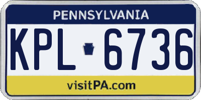PA license plate KPL6736