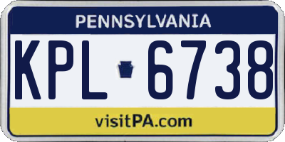 PA license plate KPL6738