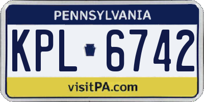 PA license plate KPL6742