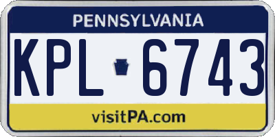 PA license plate KPL6743