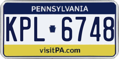 PA license plate KPL6748