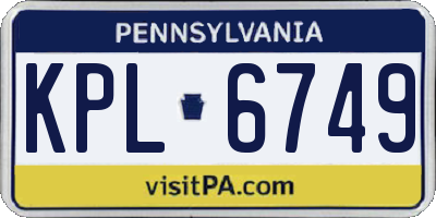 PA license plate KPL6749