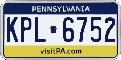 PA license plate KPL6752