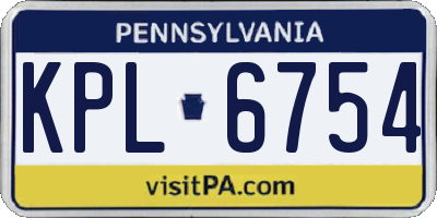 PA license plate KPL6754