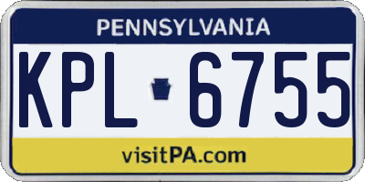 PA license plate KPL6755