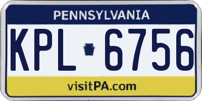 PA license plate KPL6756