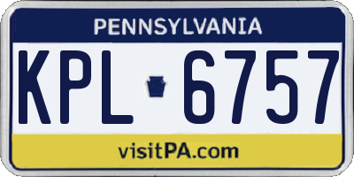 PA license plate KPL6757