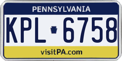 PA license plate KPL6758