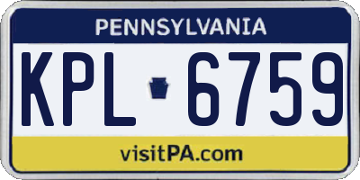 PA license plate KPL6759
