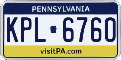 PA license plate KPL6760