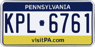 PA license plate KPL6761