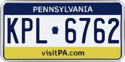 PA license plate KPL6762