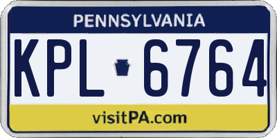 PA license plate KPL6764