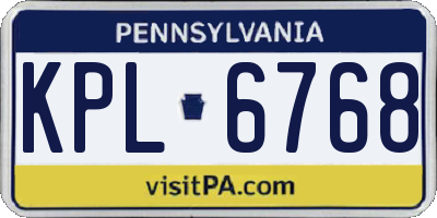 PA license plate KPL6768