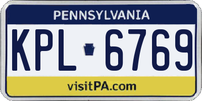 PA license plate KPL6769