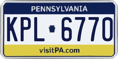 PA license plate KPL6770