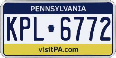 PA license plate KPL6772