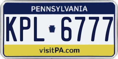 PA license plate KPL6777